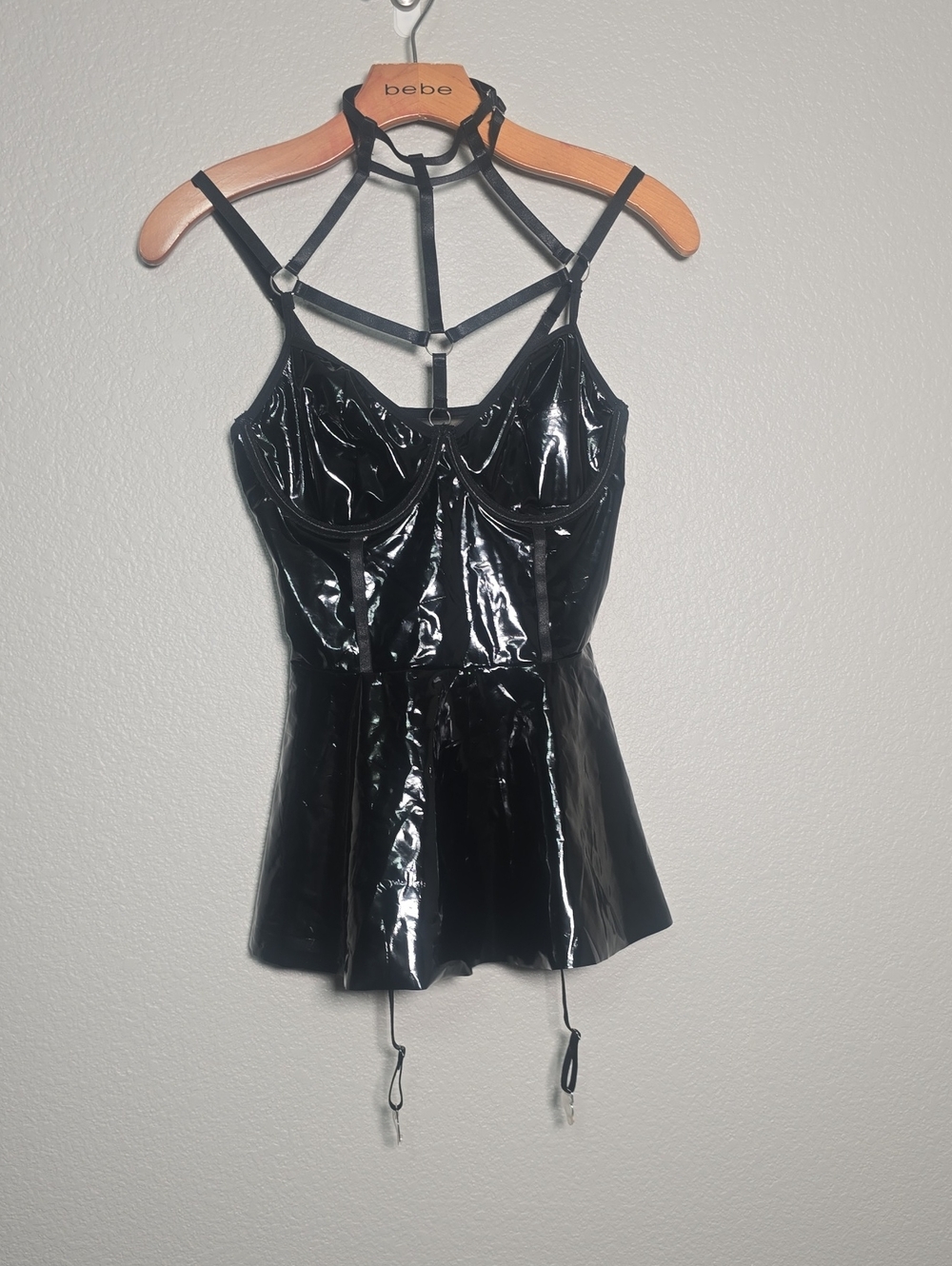 Black Patent Cage-Detail Cosplay Dress